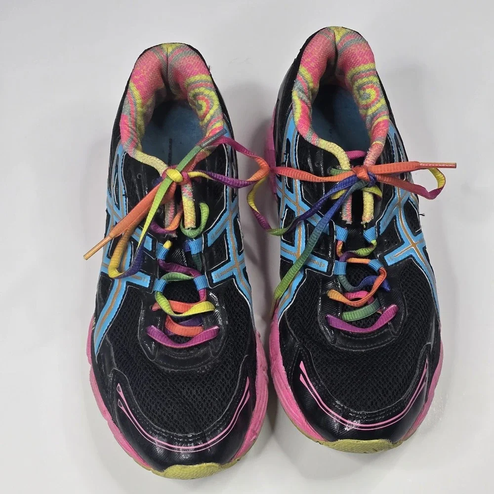 ASICS GEL Shoes Womens Size 9.5 Black Multicolor‎ Running Sneakers T27BQ